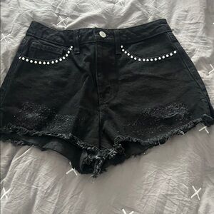 Forever 21 Black Distressed Jean Shorts